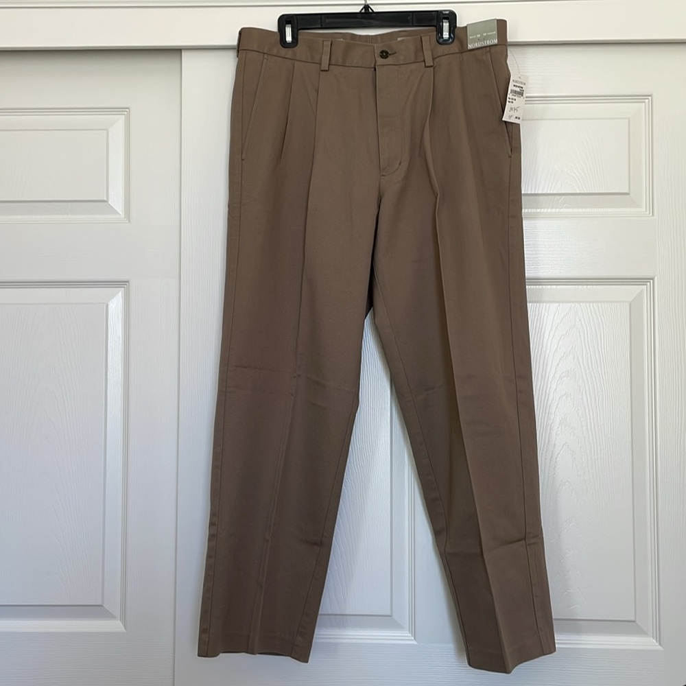 NWT Nordstrom Taupe Double Pleated Smart Pant Trousers Men's XL